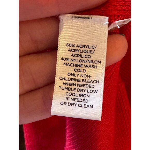 Loft Sweater Womens S Red Knit Crewneck Long Sleeve Button Detail Pullover - Picture 10 of 10